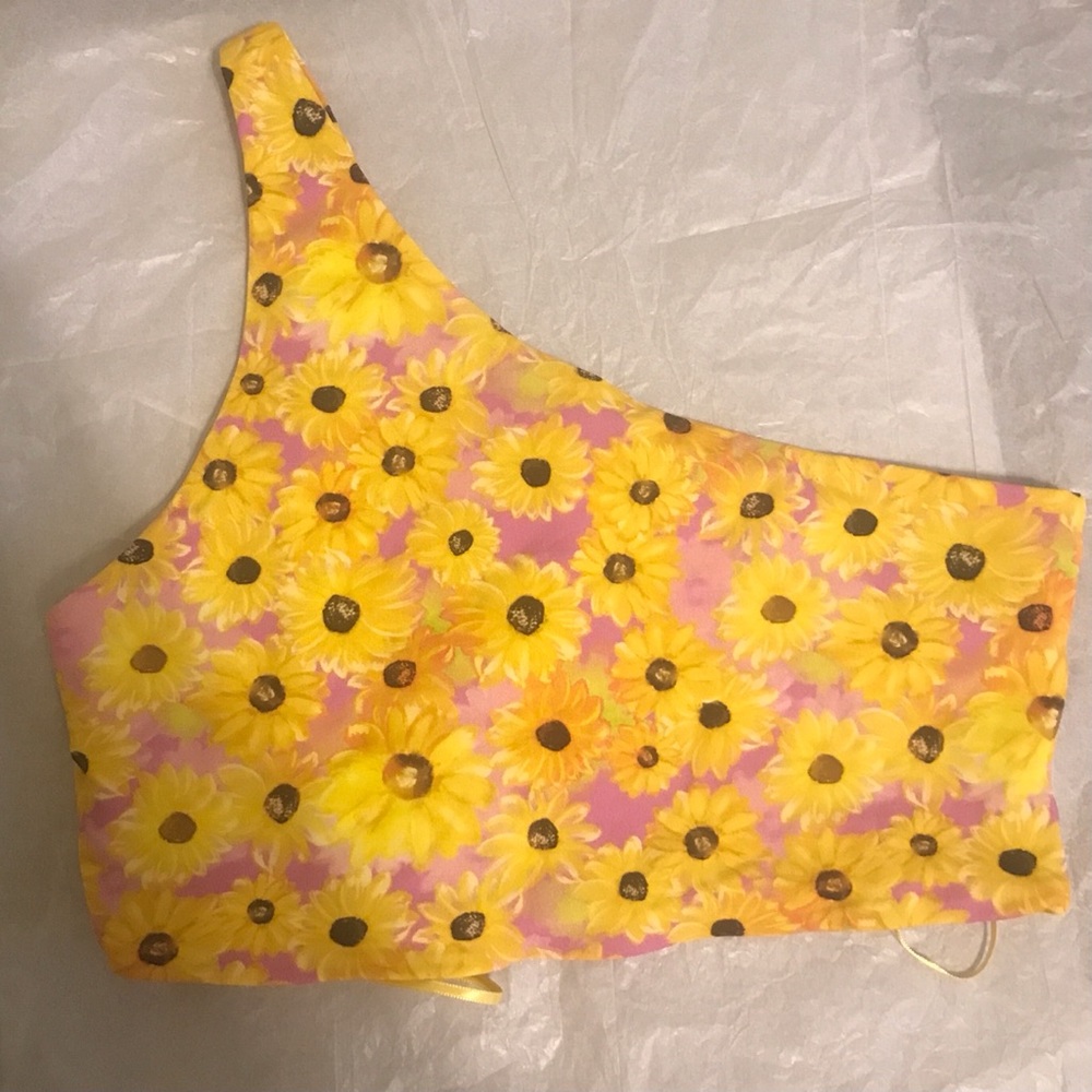 Zara Pink & yellow daisy bikini top - medium